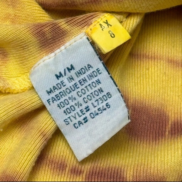 Santa Barbara Yellow and Brown Tie-Dye Beaded Scoop Neck Long Sleeve Top Medium - Picture 10 of 14